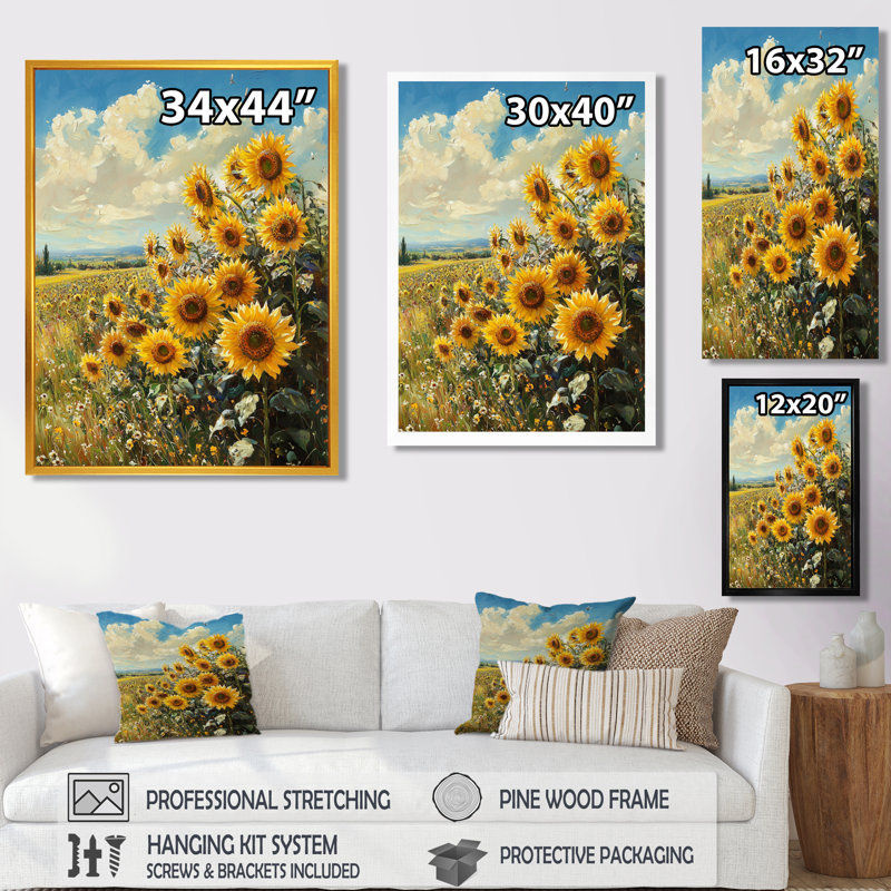 Driessen - Floral Canvas Prints, 20" H x 12" W, Single Picture Framed Print, Gold