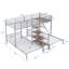 Lit superposé simple au-dessus de simple et simple en métal, escalier avec lit superposé triple et tablettes de rangement en métal-130041770