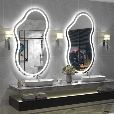 Aevar Asymmetrical LED Lighted Wall Mirror