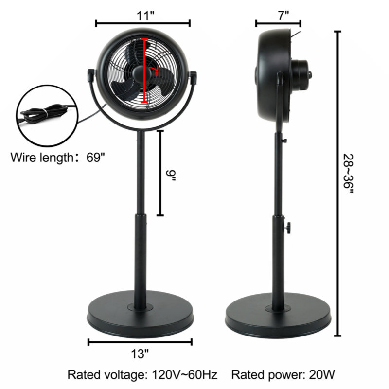 Wenty 11.22'' Pedestal/Standing Fan Fan