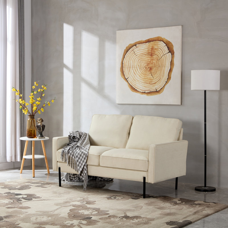 Aranwen 57'' Upholstered Loveseat, Natural Beige Linen Blend