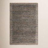 Yasmin Striped Hand Loomed Recycled P.E.T. Area Rug in Dark Gray/Camel
