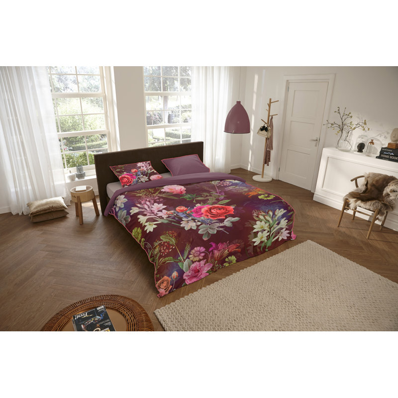 Simone Duvet Cover Set with Pillowcases, Bordeaux, Single - 1 Pillowcase (80 x 80 cm)