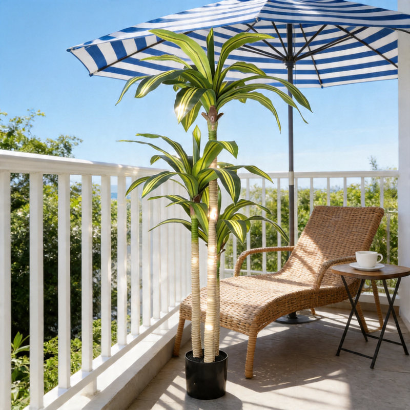 Arbre de dracaena artificiel 5 pi avec pot en plastique noir, plante d'intérieur artificielle réaliste pour la décoration de bureau à domicile, verdure artificielle nécessitant peu d'entretien