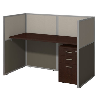 Easy Office Rectangle 1 Person Benching Workstation with Cable Management