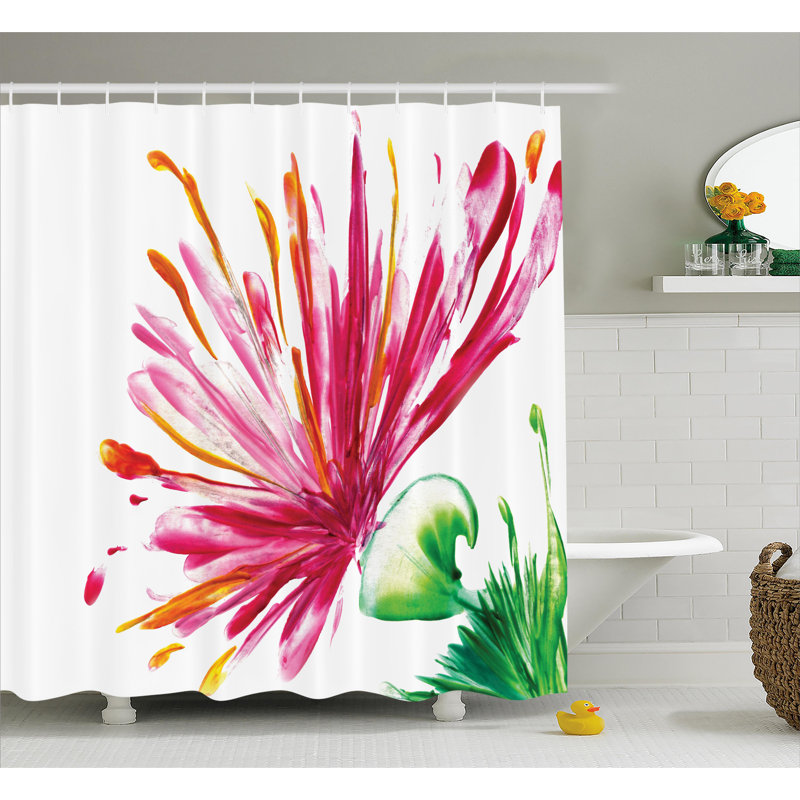 Rideau de douche simple oriental lily décoration, H 69 po x l 70 po