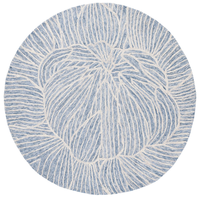 Tapis bleu / ivoire Aeryana 451, Rond 6 pi