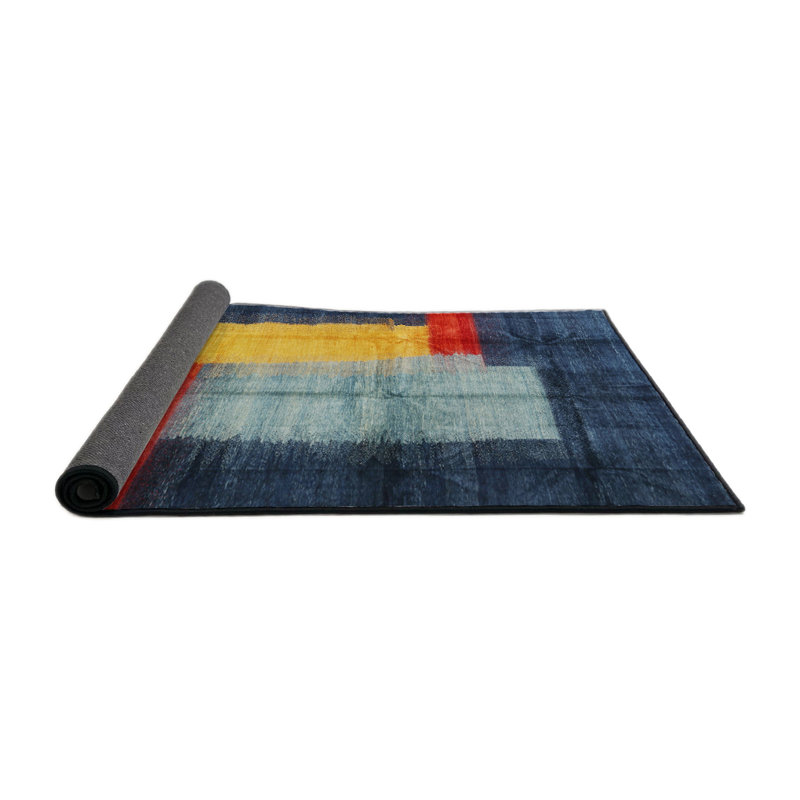 Tapis bleu / jaune / rouge Adalen, Carré 5 pi