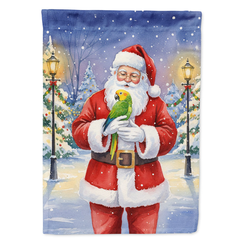 Double perroquet à tête jaune avec drapeau de jardin du Père Noël, Taille du jardin, Amazon à double tête jaune