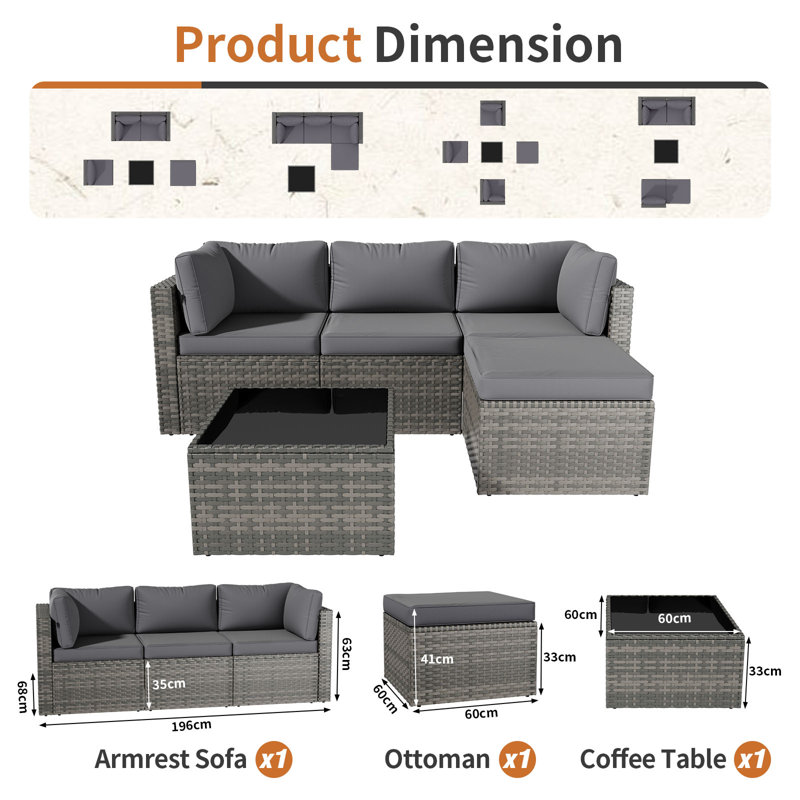 Patio Sofa, Grey