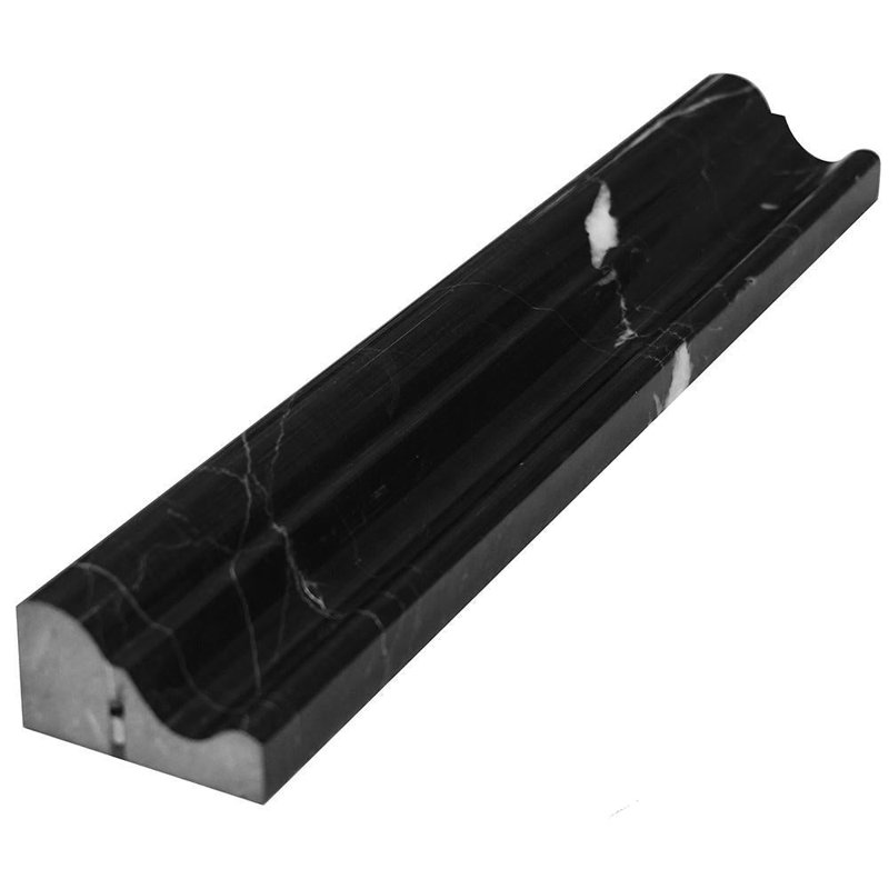 Nero Marquina 2" x 12" Crown (Mercer) Molding Marble Look Wall Molding