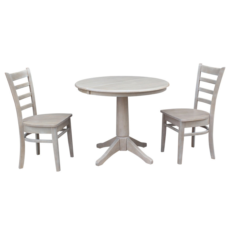 Ensemble de salle à manger extensible Deriya, Taupe gris délavé, 3 pièces : 1 table, 2 chaises