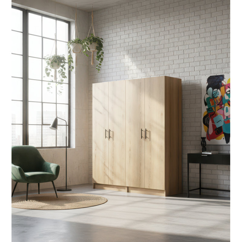 Modex Oak Multi-Purpose Utility Storage Cabinet (2-Piece Set), 70.9" H x 63" W x 15.7" D, Oak