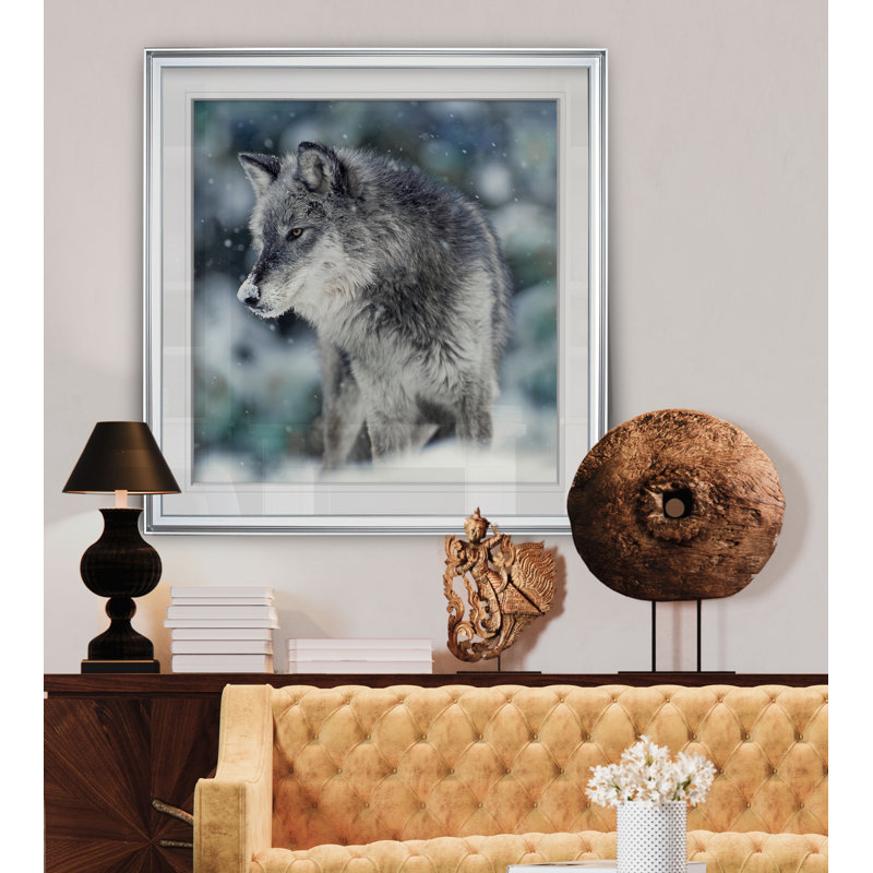 « winter watch », reproduction de photo, H 17,5 po x l 17,5 po x P 1,5 po, Cadre argenté