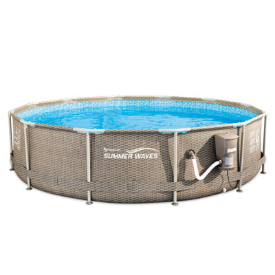 Plastic Round Frame Set Pool 30'' H x 144'' W x 144'' L , with Pump Included