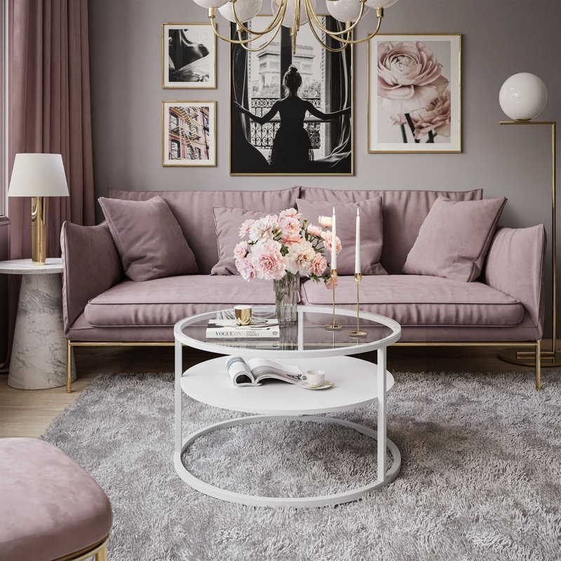 Roddie Coffee Table with Storage, Highgloss sand grey