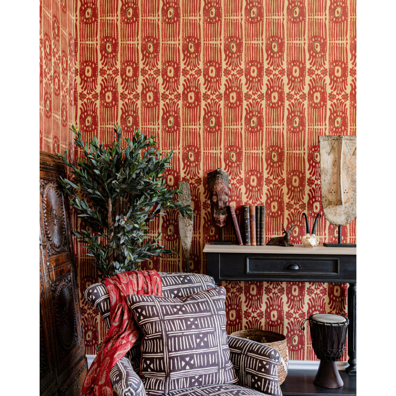 The Curators Cabinet Ikat Wallpaper Roll, Beige/Taupe