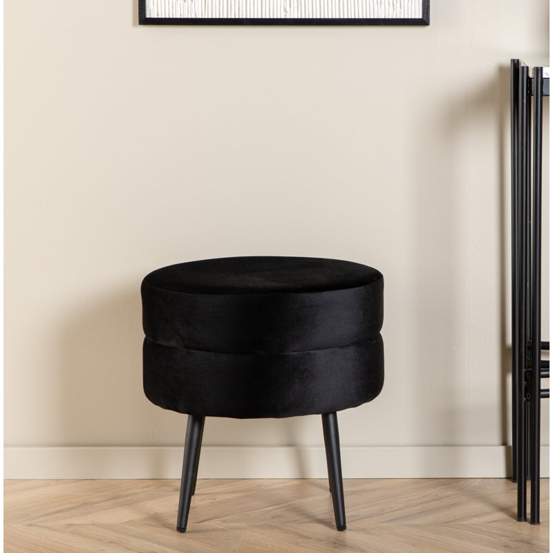 Sprague 40cm Wide Round Ottoman, Black