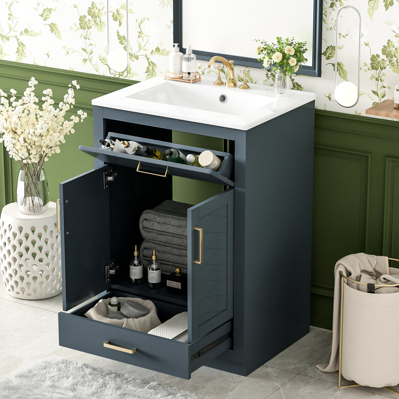 Single Bathroom Vanity with @Solid + Manufactured Top