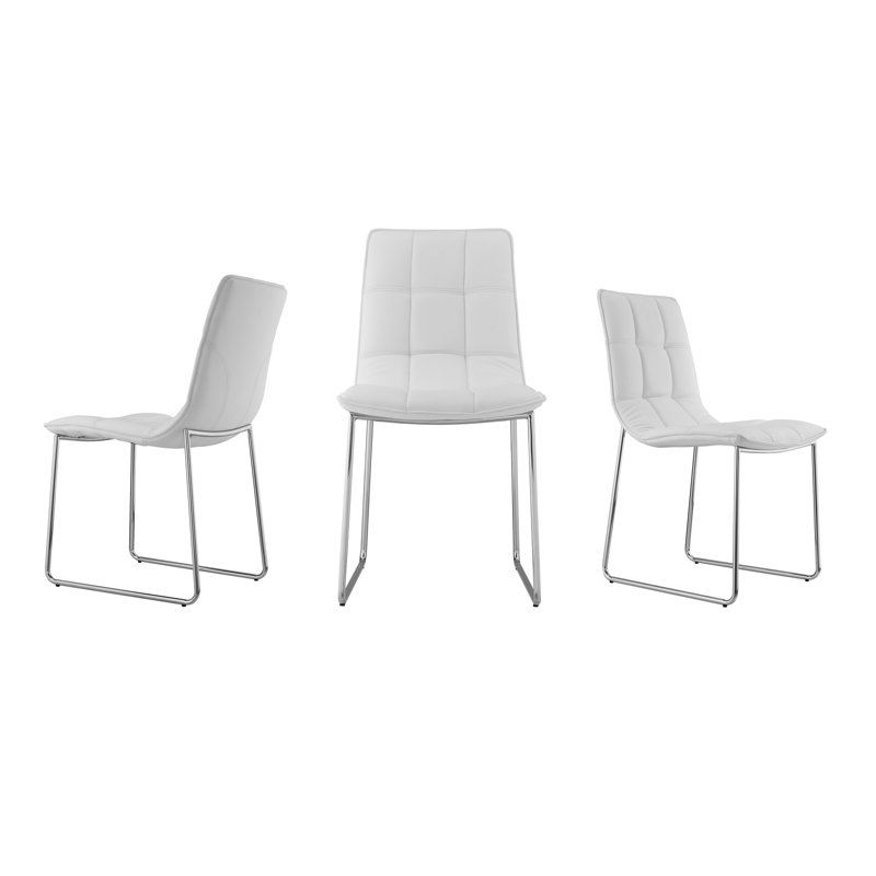 Chaise d'appoint en cuir Leandro, Blanc