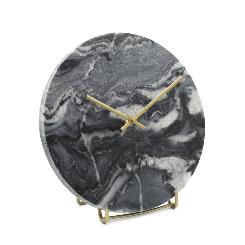 Modern & Contemporary No Time Display Type Stone Quartz Movement / Crystal Tabletop Clock, Black/White/Gray