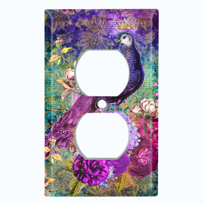 Plaque murale à sortie double paon en plumes de paon