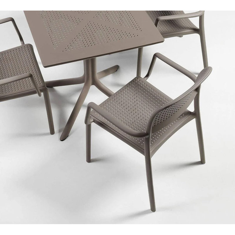 Clip Outdoor Square Dining Table, Dove Gray