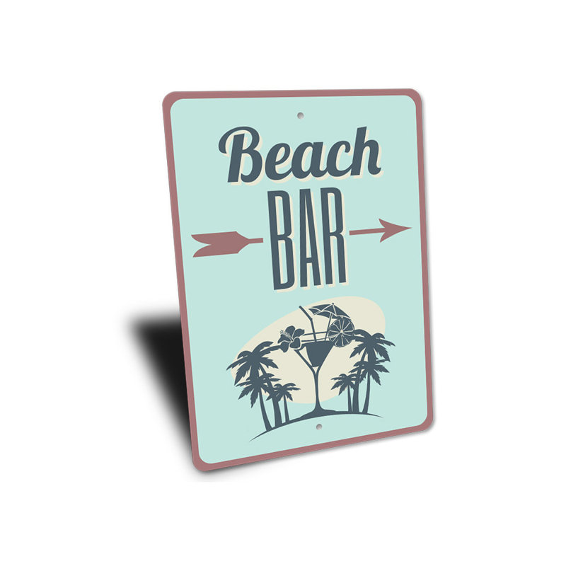 Panneau directionnel Beach Bar, H 14 po x l 10 po x P 0,04 po