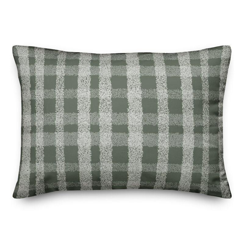 Plaid Outdoor Reversible Throw Pillow, Sauge, H 18 po x l 25 po