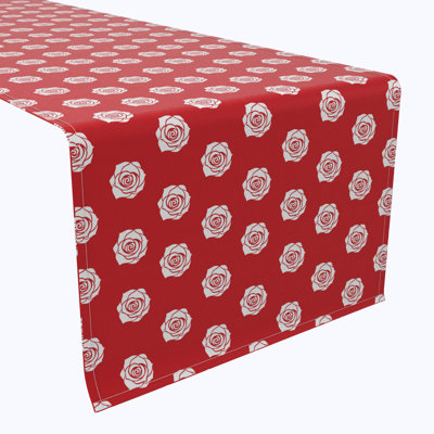 Rectangular Floral Cotton Twill Table Runner