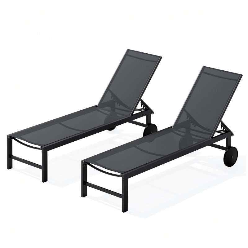 Chaise longue d'extérieur en métal Arlenne, Gris foncé