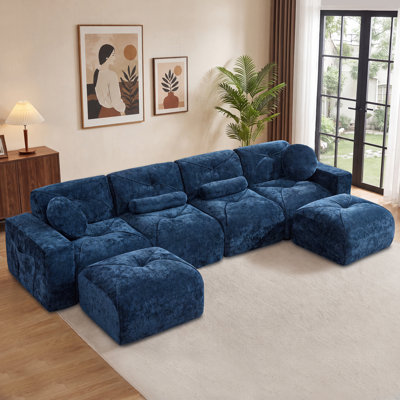 Velvet Boneless Modular Sectional Couch for Living Room No Assembly Required