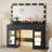 Vanity Desk with Power Outlet,Lighted Mirror, Black Makeup Dressing Table with Large Storage Drawer, Cabinet and Foldable Panel-859544036