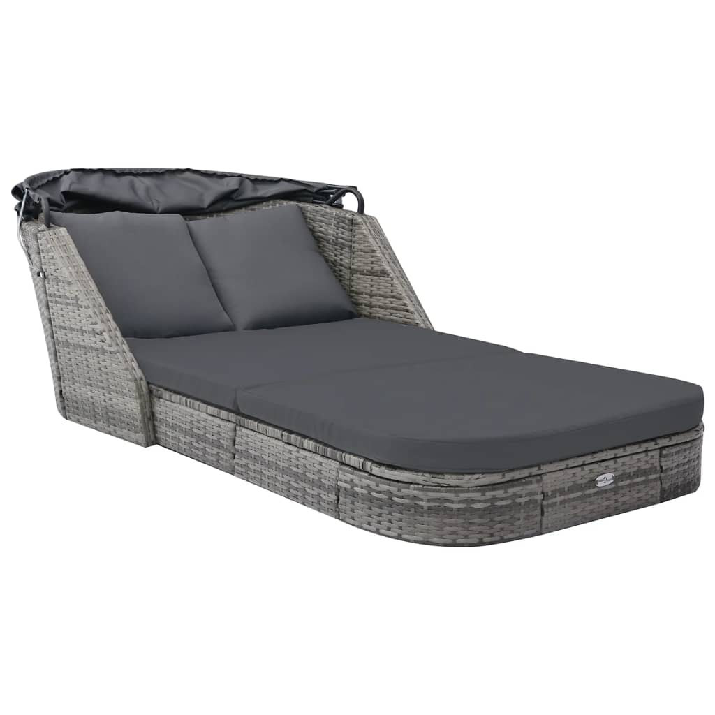 Latitude Run® Sun Lounger with Canopy Poly Rattan Anthracite | Wayfair