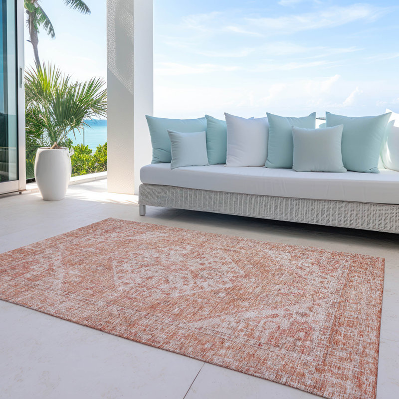 Tapis corail intérieur / extérieur lavable à la machine Chayden ACN1104, Rectangle 9 pi x 12 pi