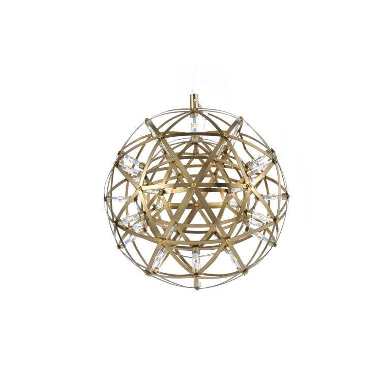 Menges 42-Light Gold Dimmable Globe LED Chandelier