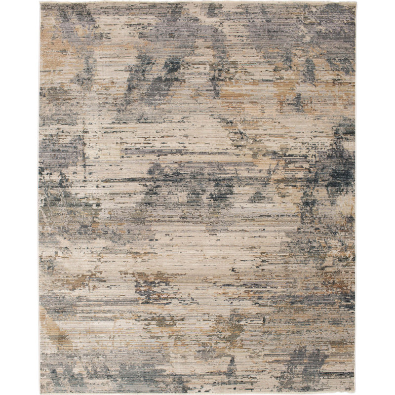 Tapis à motif abstrait en polyester tissé à la machine Belino, 10 pi x 14 pi