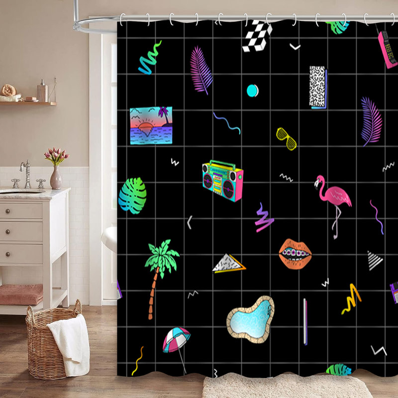 Rideau de douche Flamingo Tropical Palm Tree, L 72 po x l 78 po