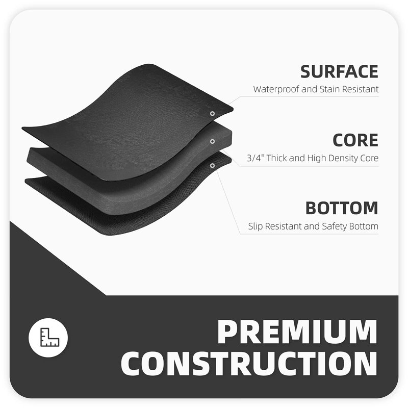 Tapis anti-fatigue Jahzlynn, Rectangle 1 pi 8 po x 2 pi 8 po, Noir
