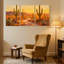 «Cactus Desert Landscape with Cactus and Sunset Path», ensemble de 3 impressions sur toile-851646549