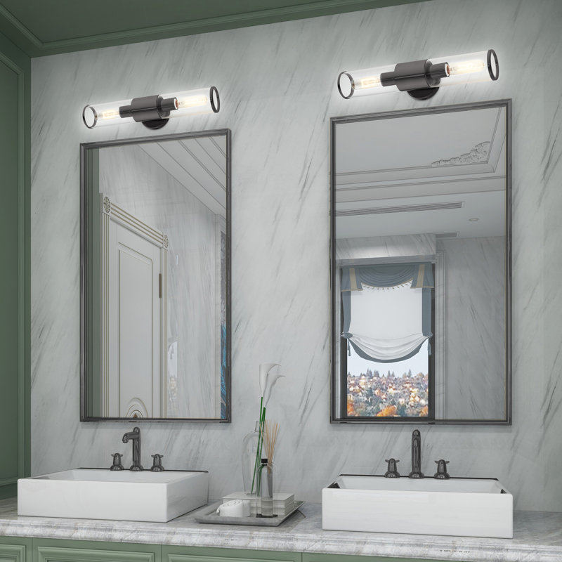 Bancroft Black Chrome 2-Light ADA Vanity with Clear Glass