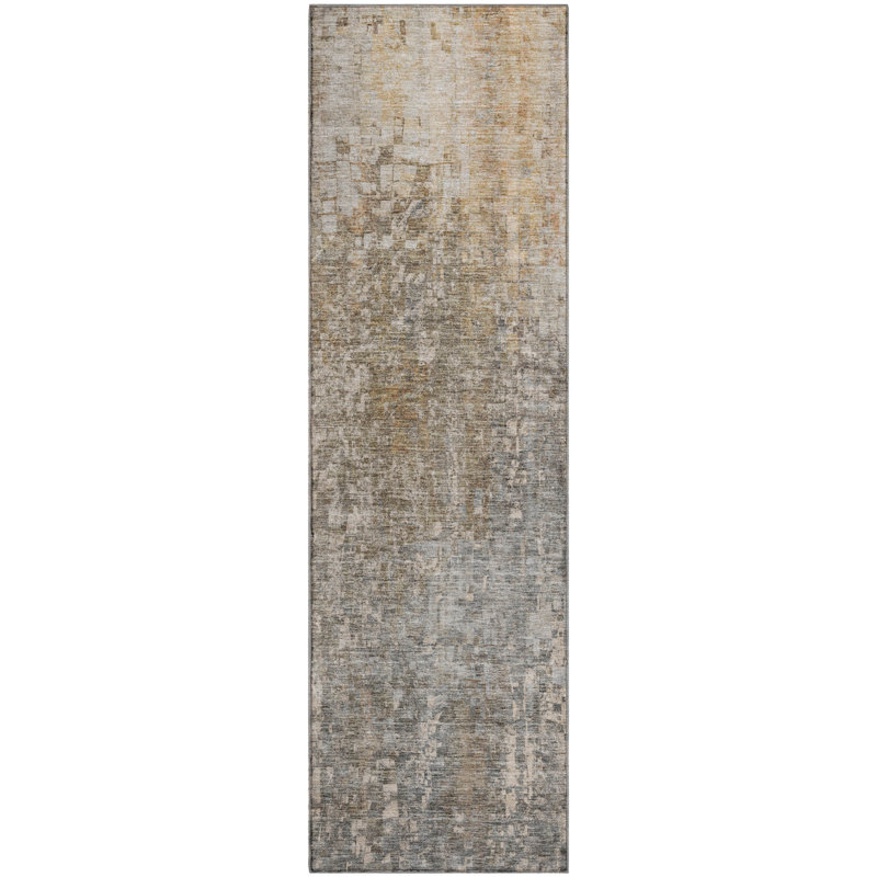 Tapis beige Cerrito AMF581 lavable à la machine de qualité supérieure, Tapis de couloir 2 pi 3 po x 7 pi 6 po
