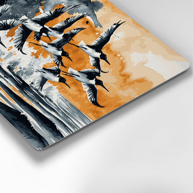 Oiseaux, écumoire noire, art mural en métal beige, H 240 po x l 240 po x P 0,05 po