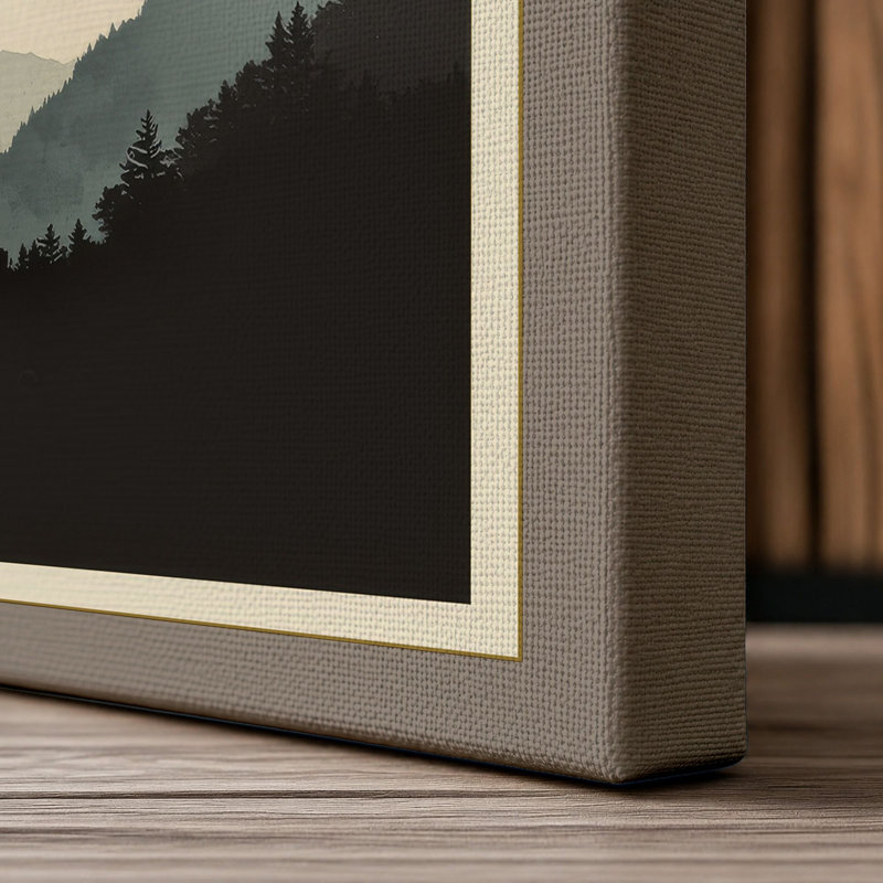 Mountains at Dawn Minimalist - Wrapped Canvas, 24x16 - 61.0 x 40.6 cm, Taupe Border