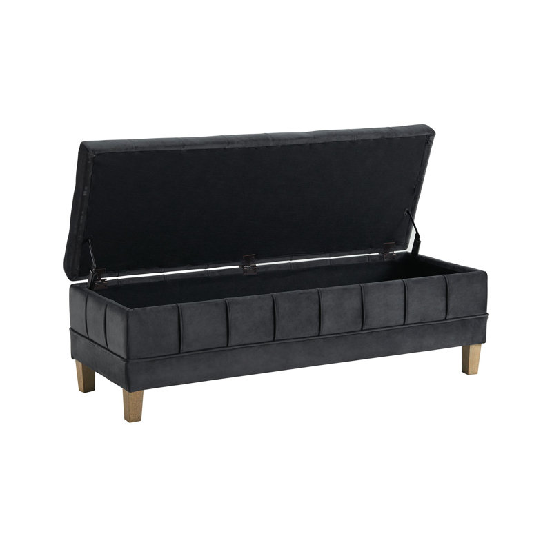 Gloria Velvet Ottoman, Gun Metal Velvet