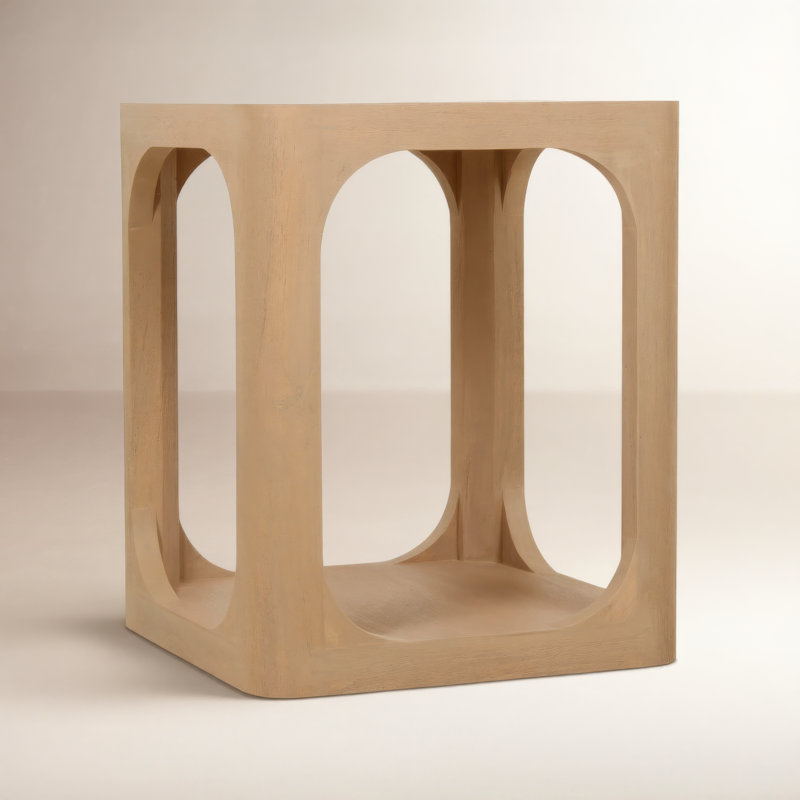 Sybil Solid Wood End Table, Tan, 22" x 18"