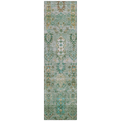 Machine Washable Indoor/Outdoor Xhevrie Sage Rug