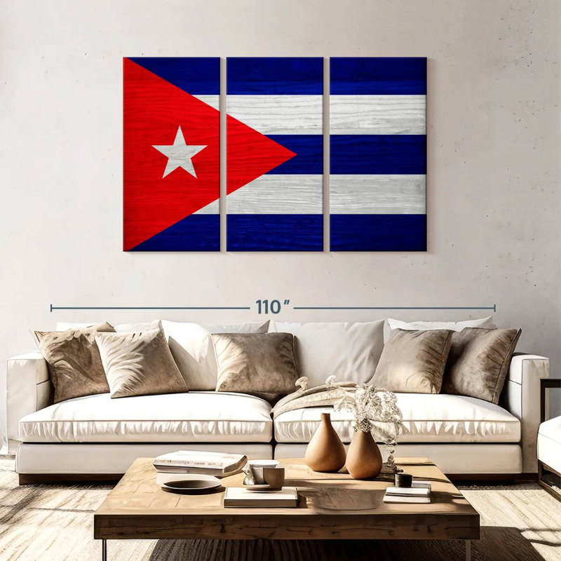 Bois de Borges, drapeau de Cuba, H 48 po x l 74 po