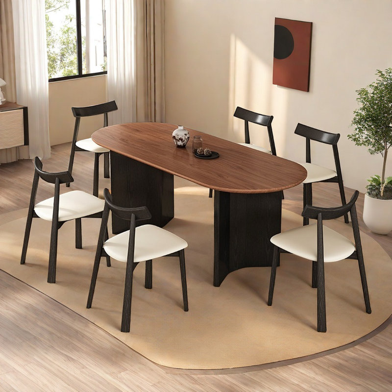 Ensemble de table de salle à manger ovale en bois de frêne, H 29,52 po x L 55,11 po x l 31,49 po