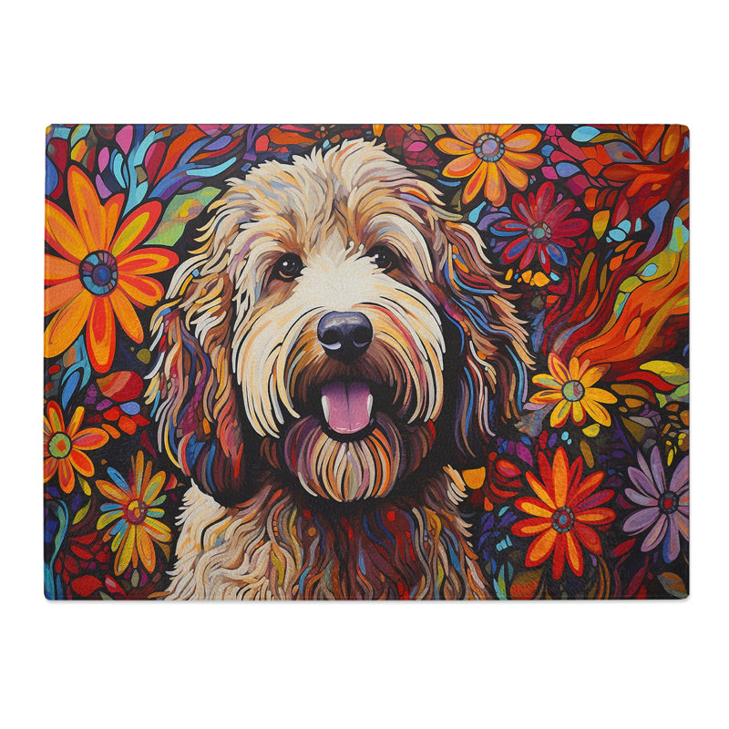 Labradoodle Colour Field No.2  Glass Chopping Board